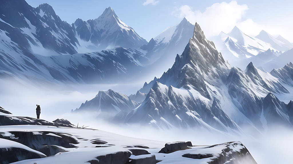 【背景素材】山岳と雪景色 ②