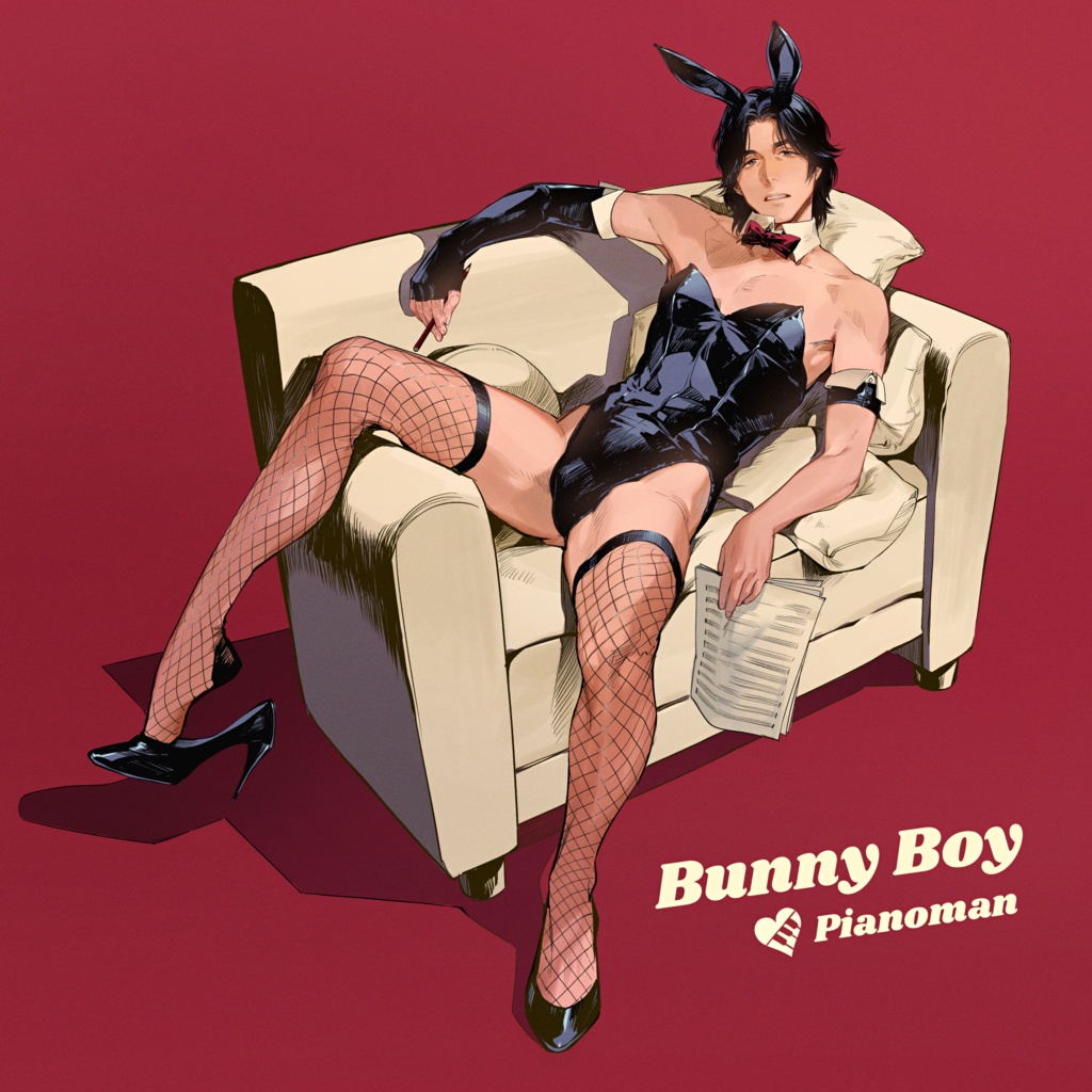 Bunny Boy Pianoman キャンバスアート