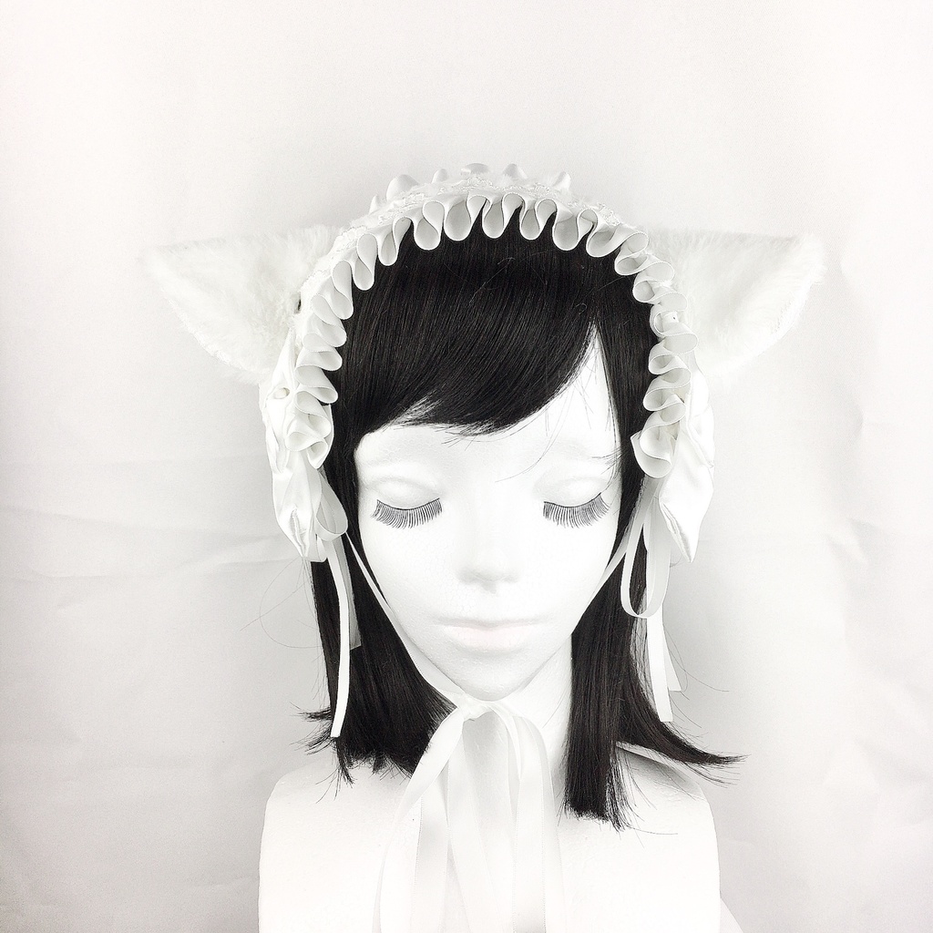 もふもふヘッドドレス 白猫