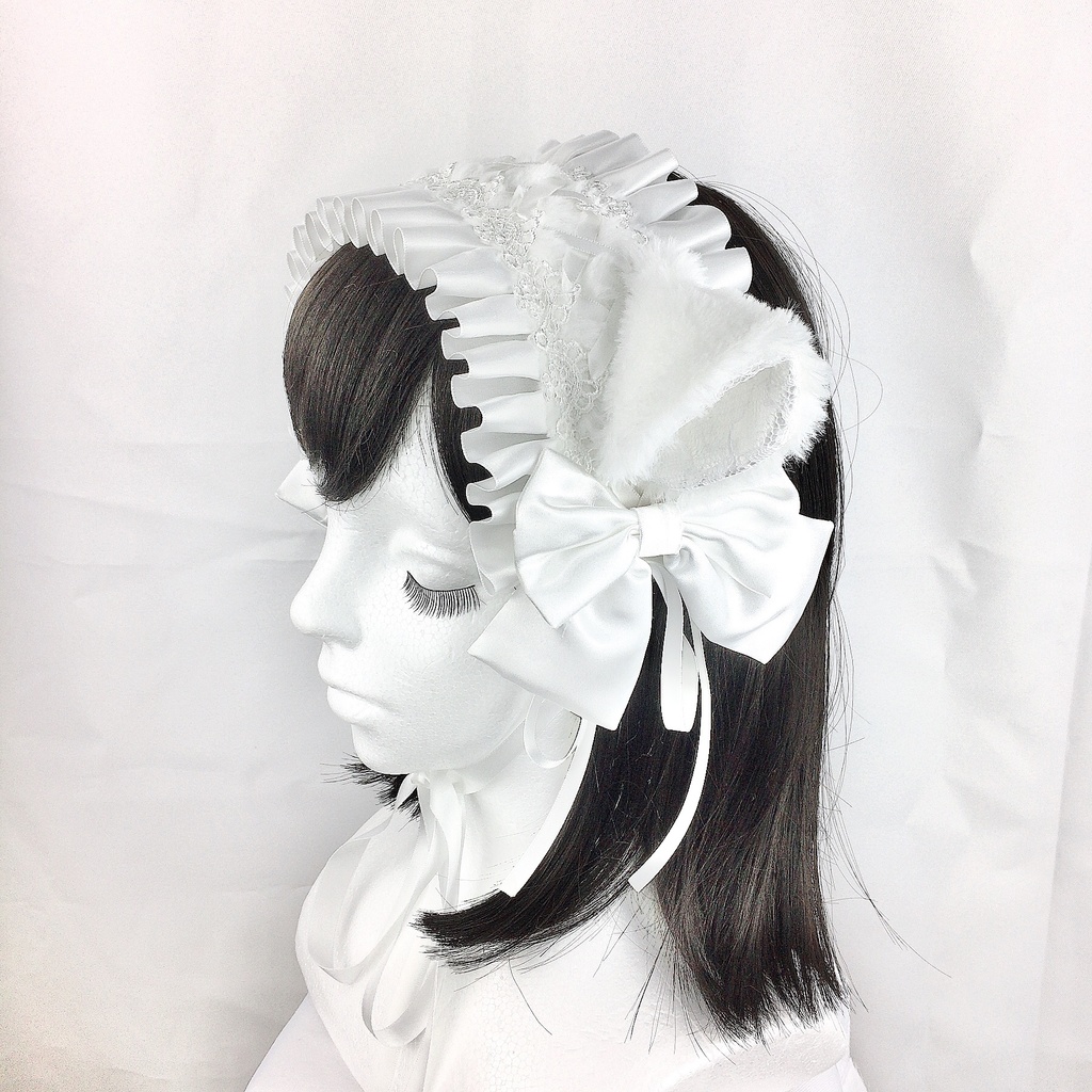 もふもふヘッドドレス 白猫