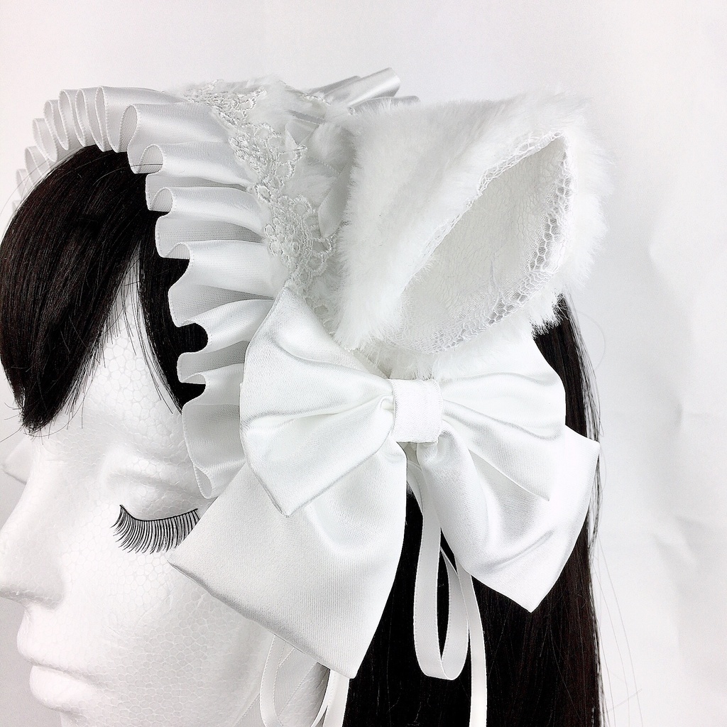 もふもふヘッドドレス 白猫