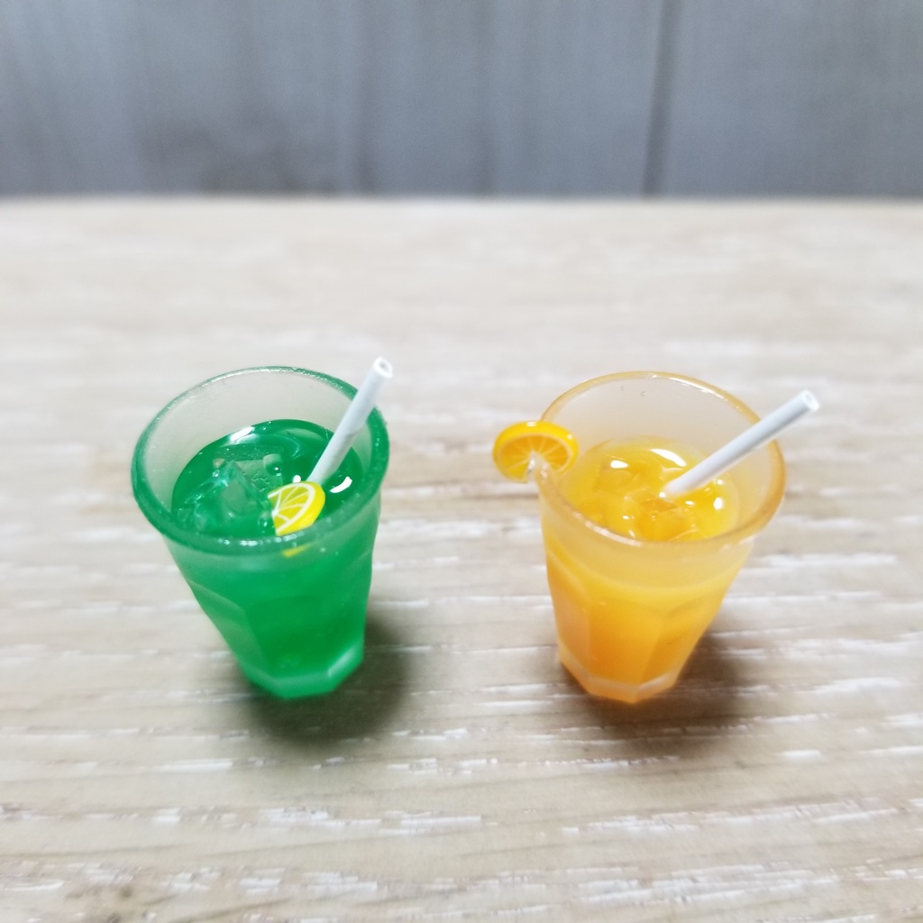 ミニチュア メロンソーダ&オレンジジュース