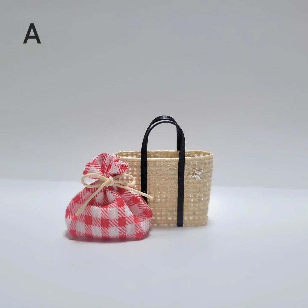 ミニチュアかごトートバッグ(巾着ポーチつき)