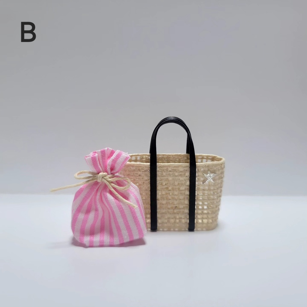 ミニチュアかごトートバッグ(巾着ポーチつき)