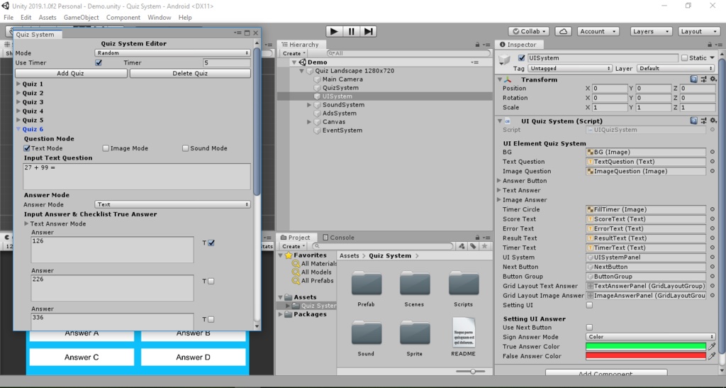 QUIZ SYSTEM - UNITY3D PROJECT