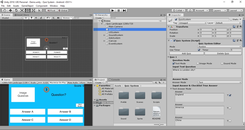 QUIZ SYSTEM - UNITY3D PROJECT
