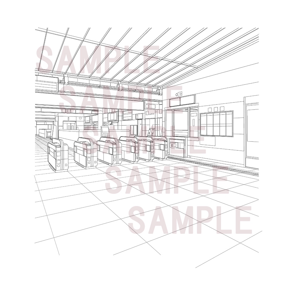 漫画用背景【駅(改札)001_A】