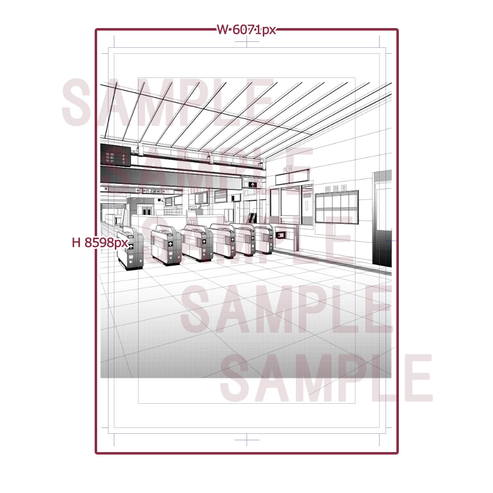 漫画用背景【駅(改札)001_A】