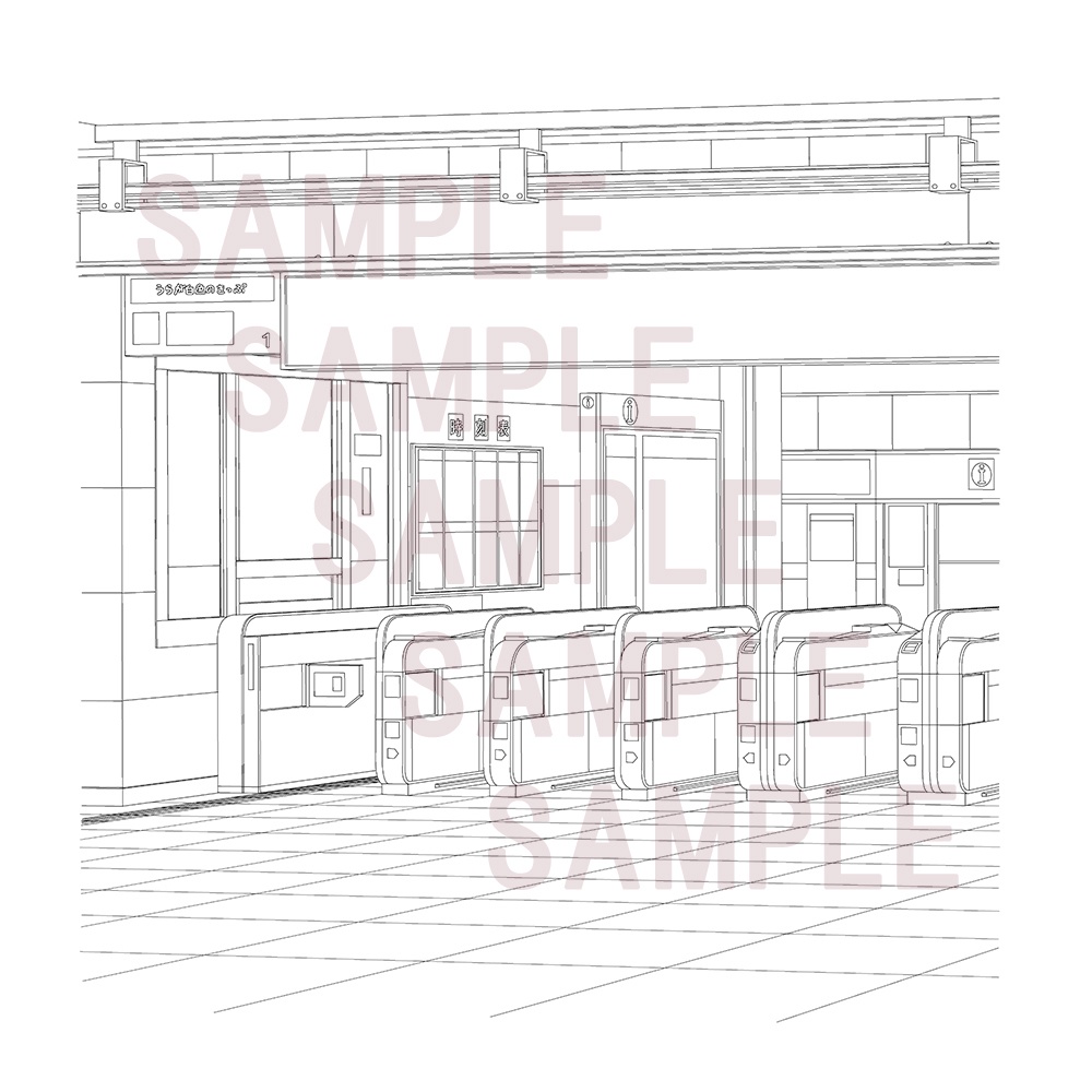 漫画用背景【駅(改札)001_B】