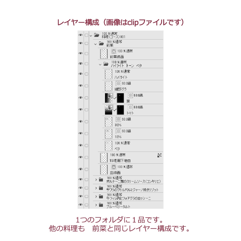 漫画用素材【料理(コース)001】