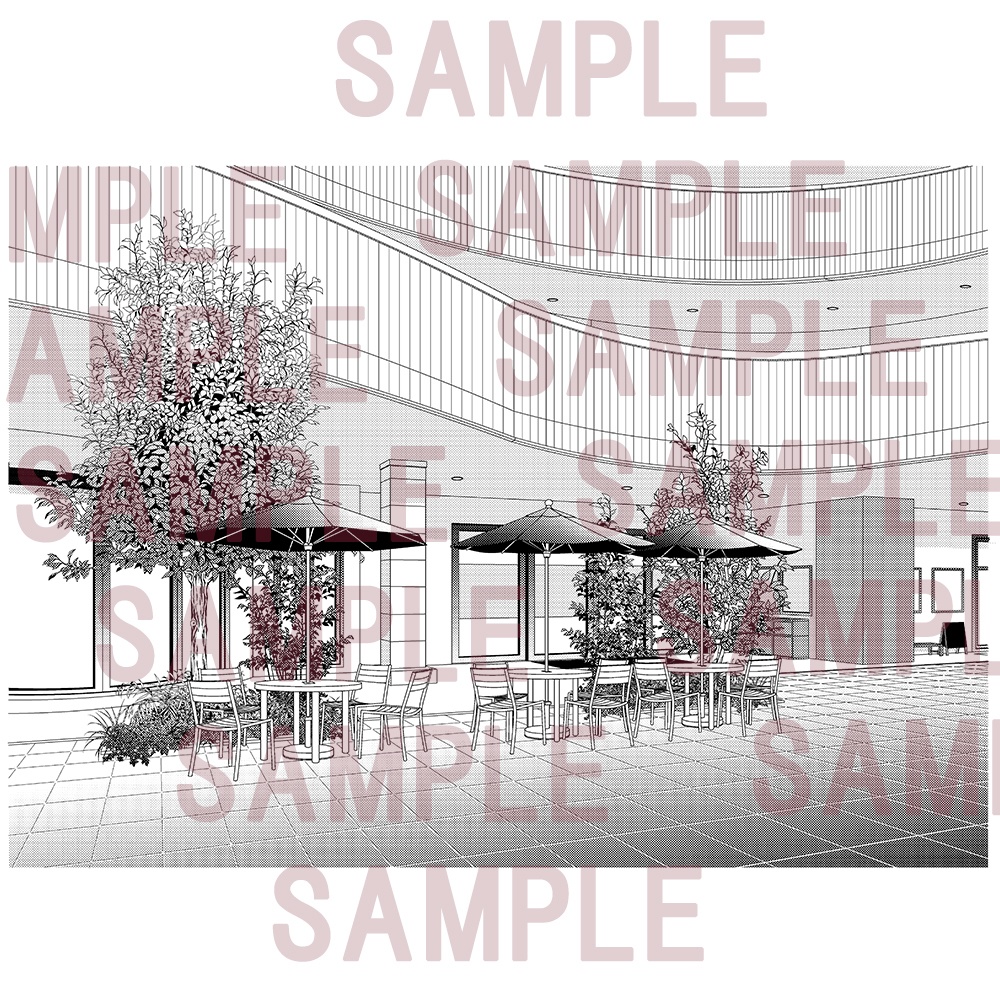 【漫画用背景】お店(入り口)011