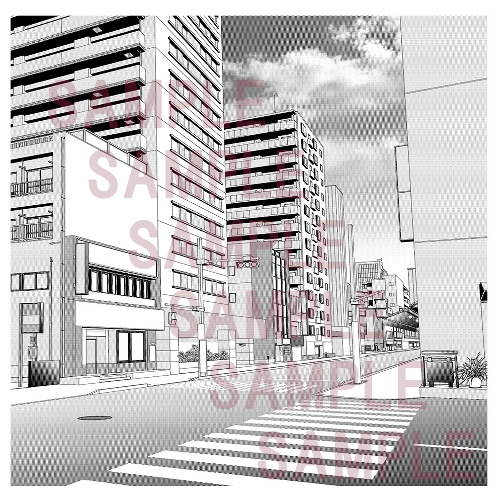 【漫画用背景】街並み009