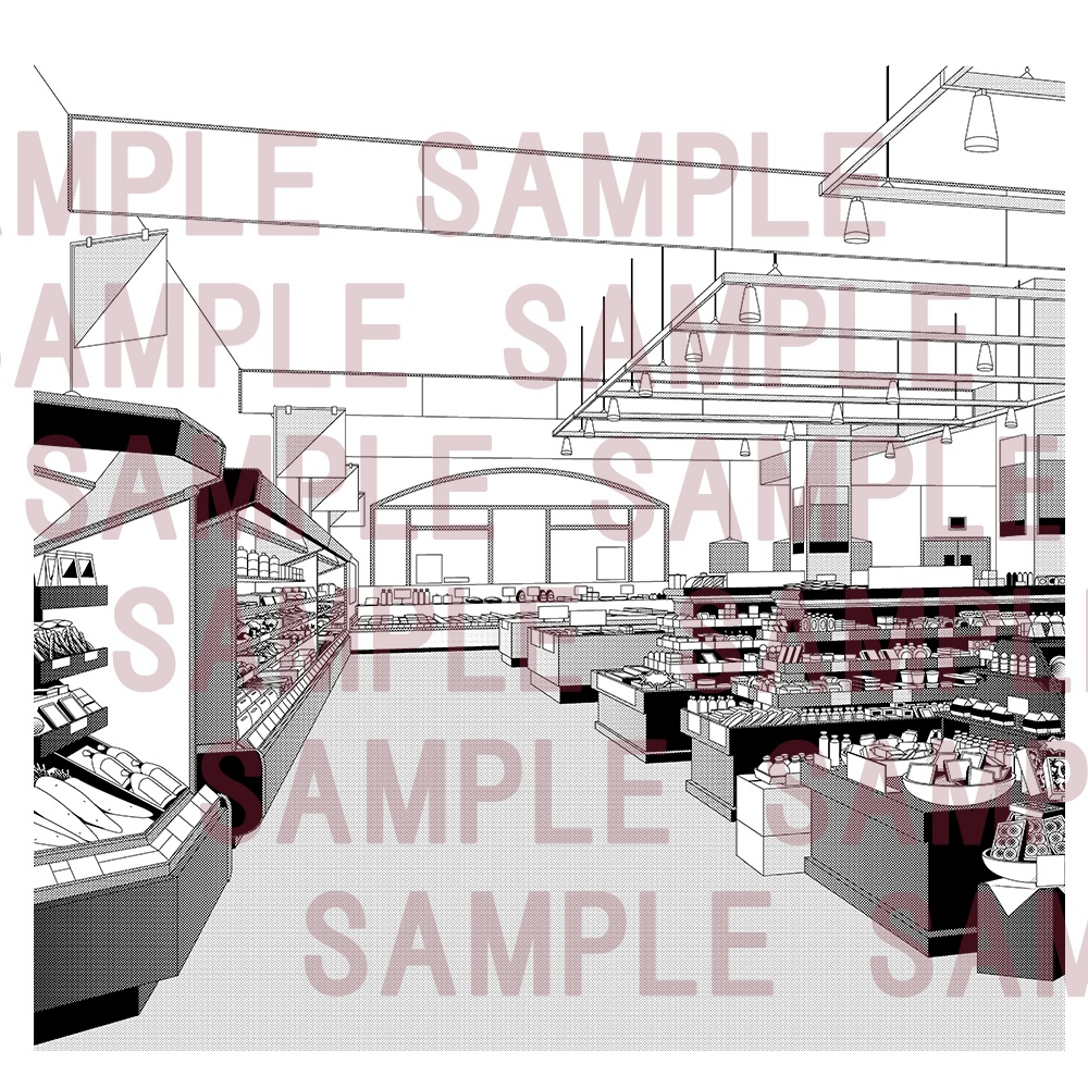 【漫画用背景】お店(生鮮食品売り場)012_A