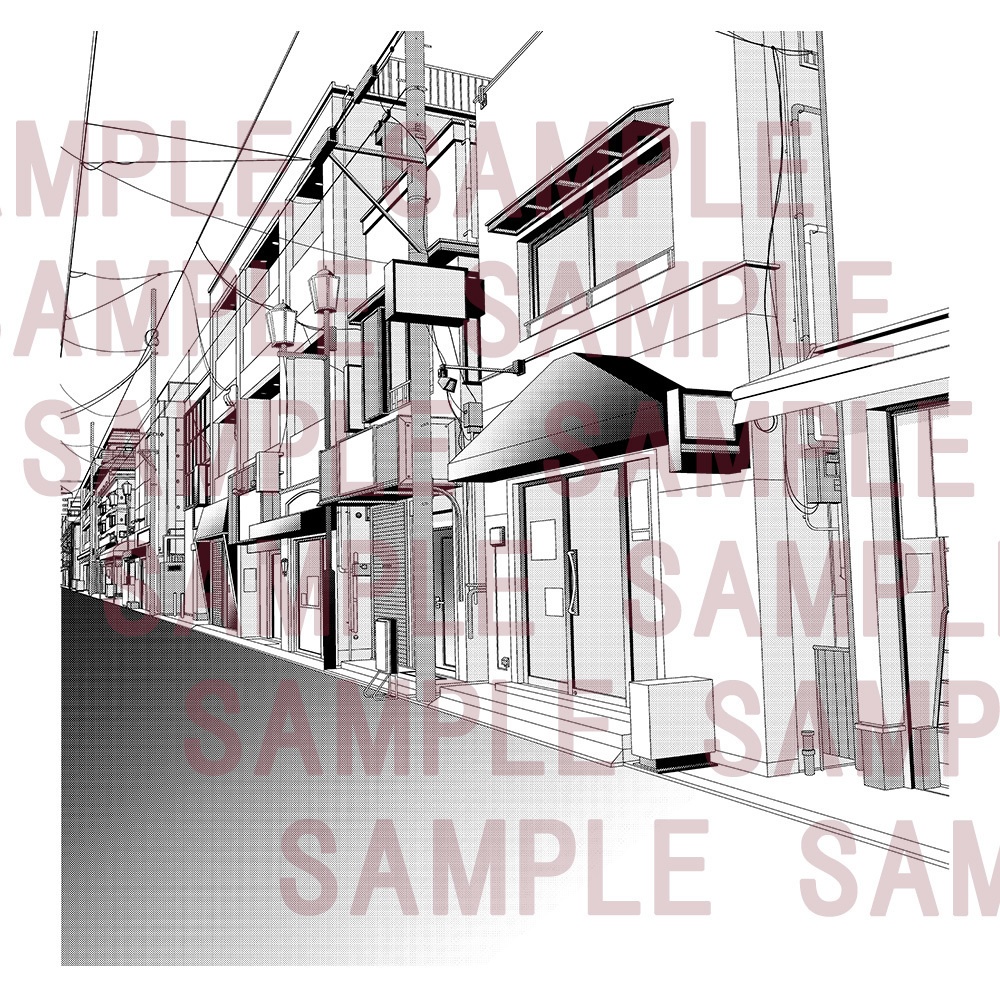 【漫画用背景】商店街003