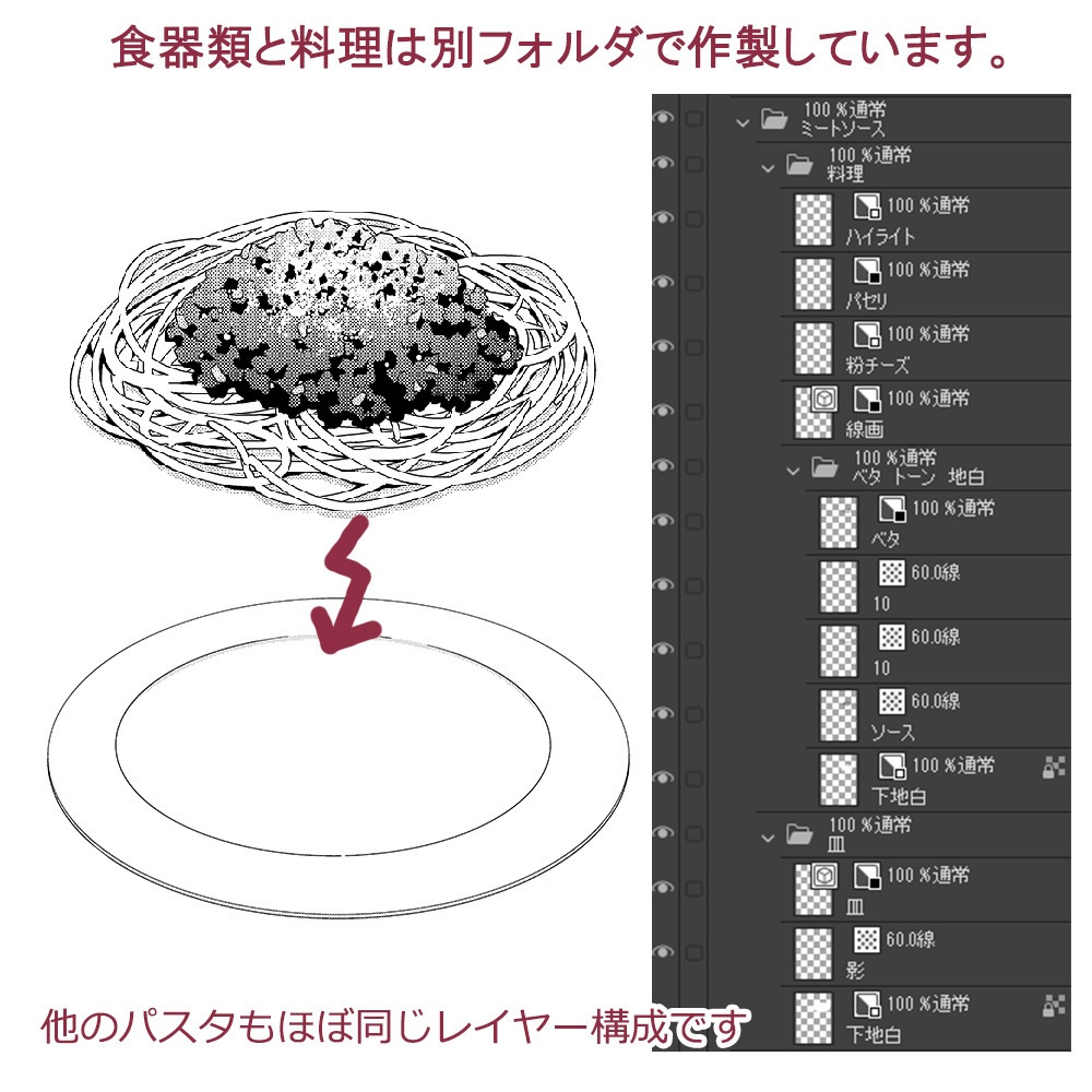 【漫画用素材】料理(パスタ)009
