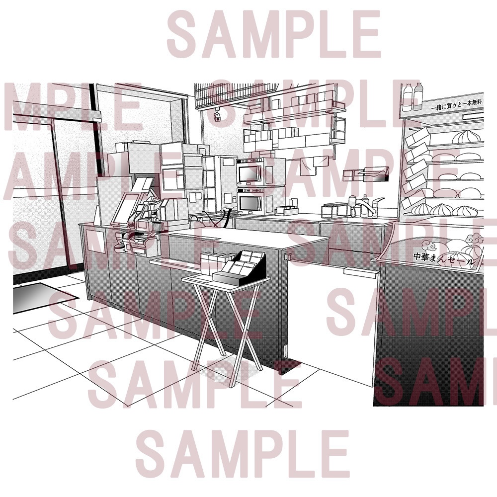 【漫画用背景】コンビニ005(店内)_A