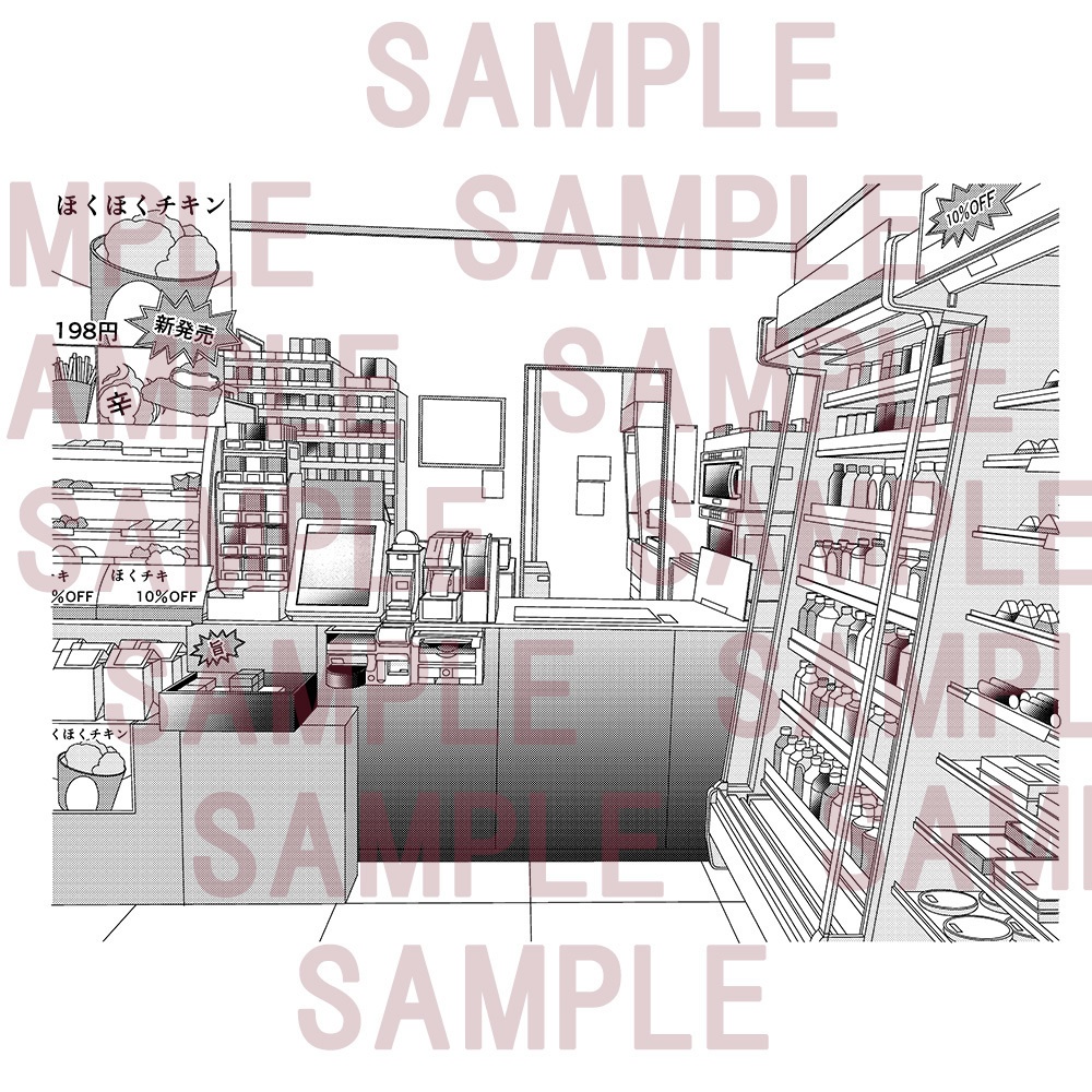 【漫画用背景】コンビニ005(店内)_B
