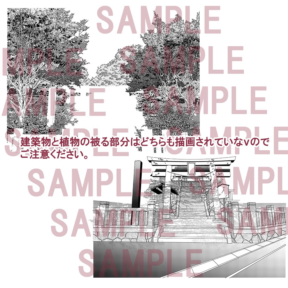 【漫画用背景】神社(入り口)002