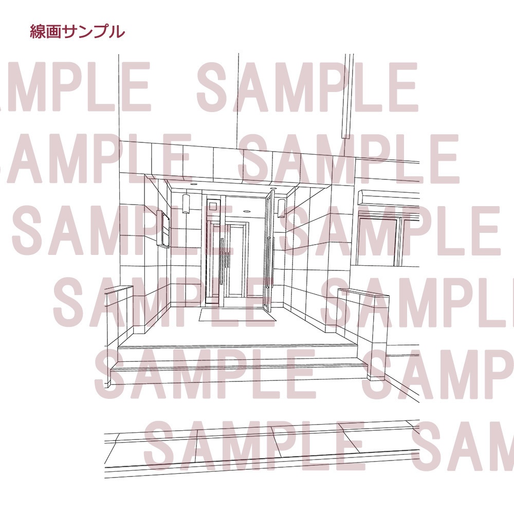 【漫画用背景】マンション(入り口)010_B