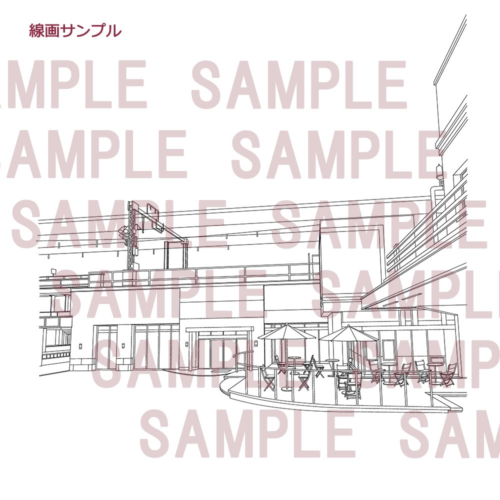 【漫画用背景】街並み(駅前)013