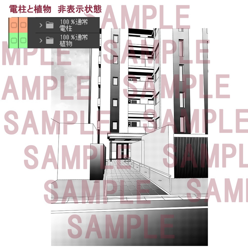 【漫画用背景】マンション011(入り口)_B