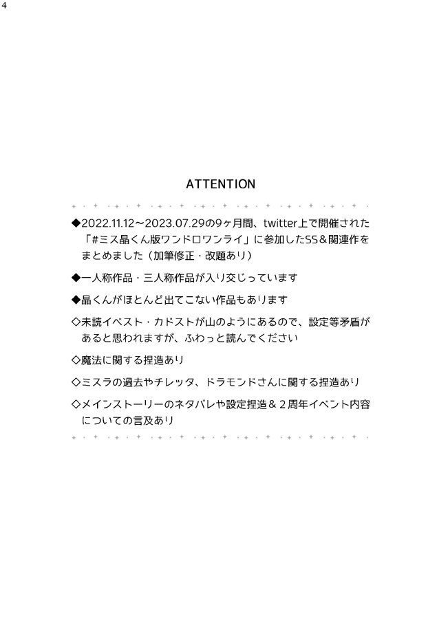 Knock on the door in the midnight ミス晶くん版ワンドロワンライまとめ