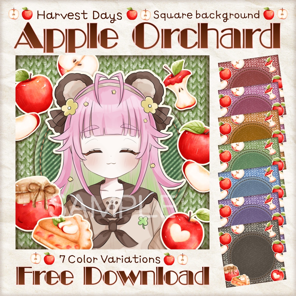 【無料配布】Harvest Days 🍎Apple Orchard🍎正方形背景素材