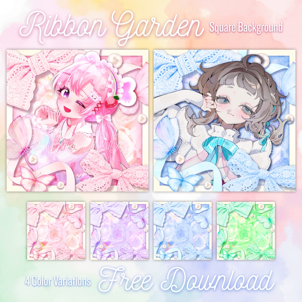 【無料配布】🎀Ribbon Garden🎀 正方形背景素材