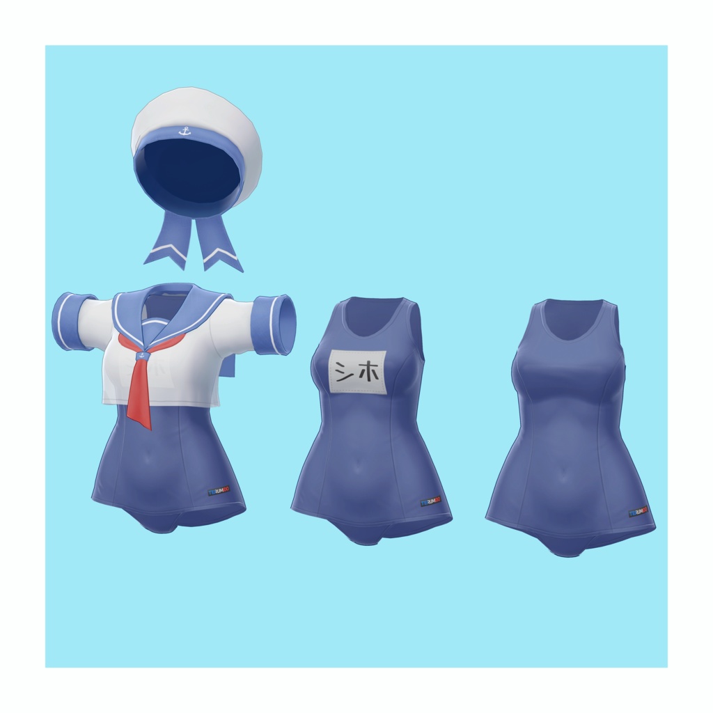 VRchatアバター用衣装モデル スク水マリンセーラー Soleil de Juillet