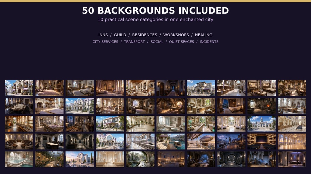 【50枚】IROVELA Fantasy Background Collection Vol.02|幻想都市の日常と冒険拠点