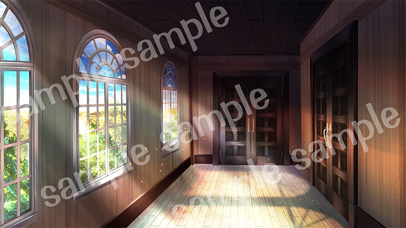 背景素材「教会の廊下」