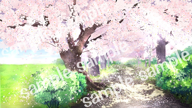 背景素材「桜道」