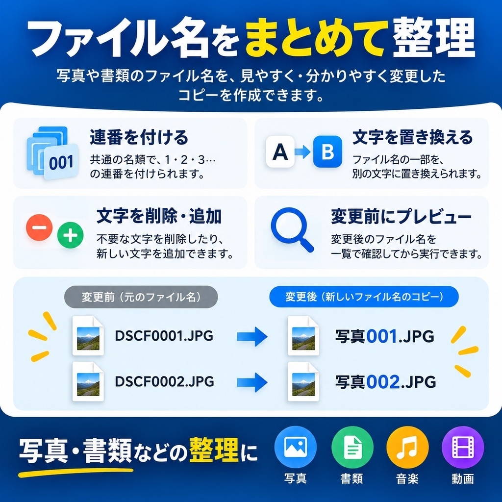 ならべてリネーム|Mac用ファイル名一括変更アプリ