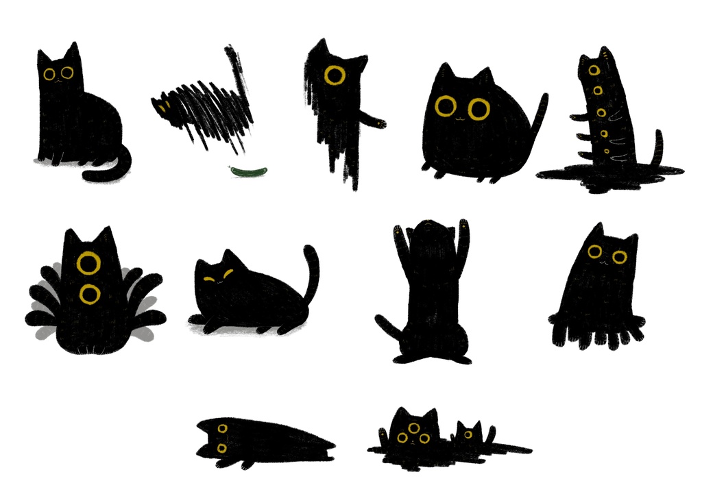 ねこちゃんステッカー11種類