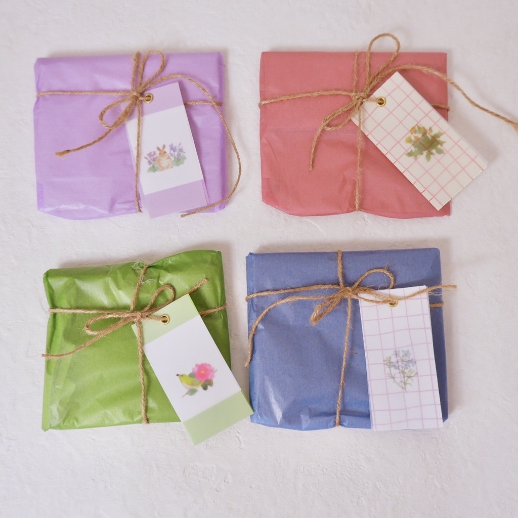 たんぽぽとくまのチェックハンカチ