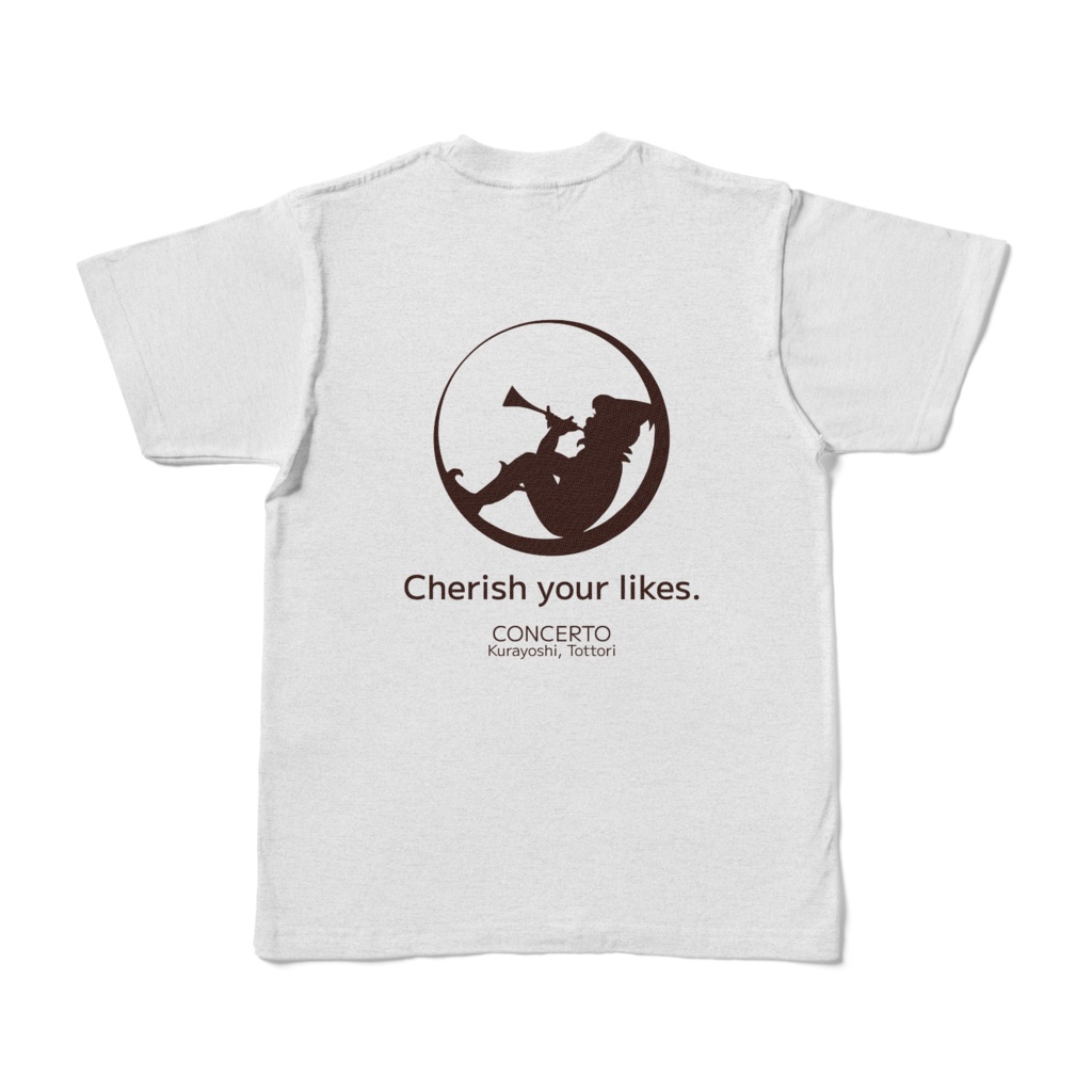 背面プリントTシャツ-アッシュ