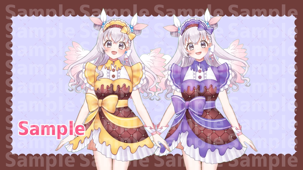 【動く!Live2Dアイテム】バレンタインチョコメイド服【紫/黄色】