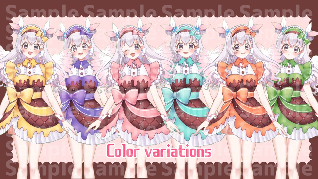 【動く!Live2Dアイテム】バレンタインチョコメイド服【緑/オレンジ】