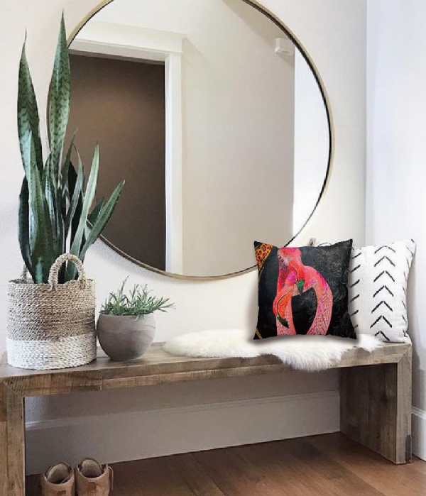 フラミンゴのクッションカバー