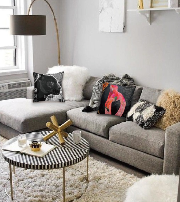 フラミンゴのクッションカバー