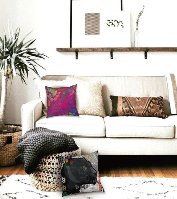 クロヒョウのクッションカバー