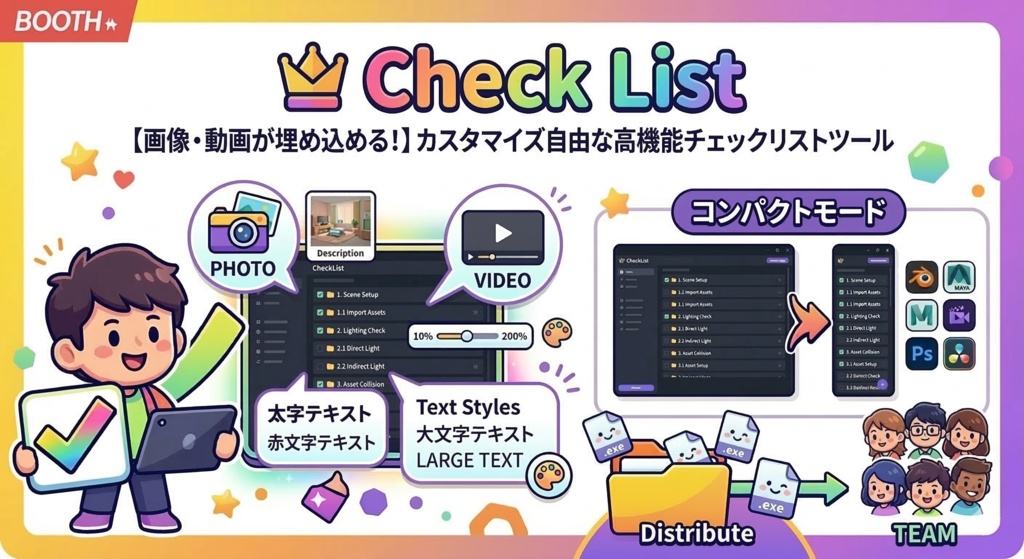 【画像・動画が埋め込める!】カスタマイズ自由な高機能チェックリスト