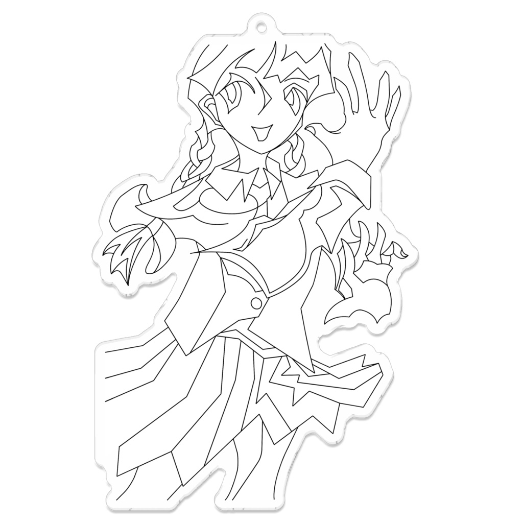 おさげ制服線画アクキー