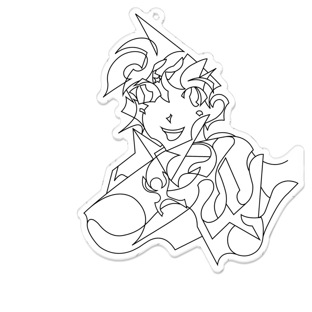 人形ペンダント線画アクキー