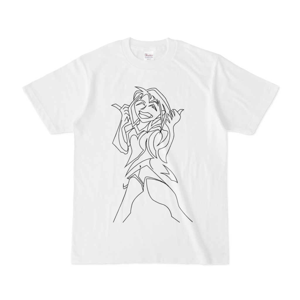白い歯線画Tシャツ