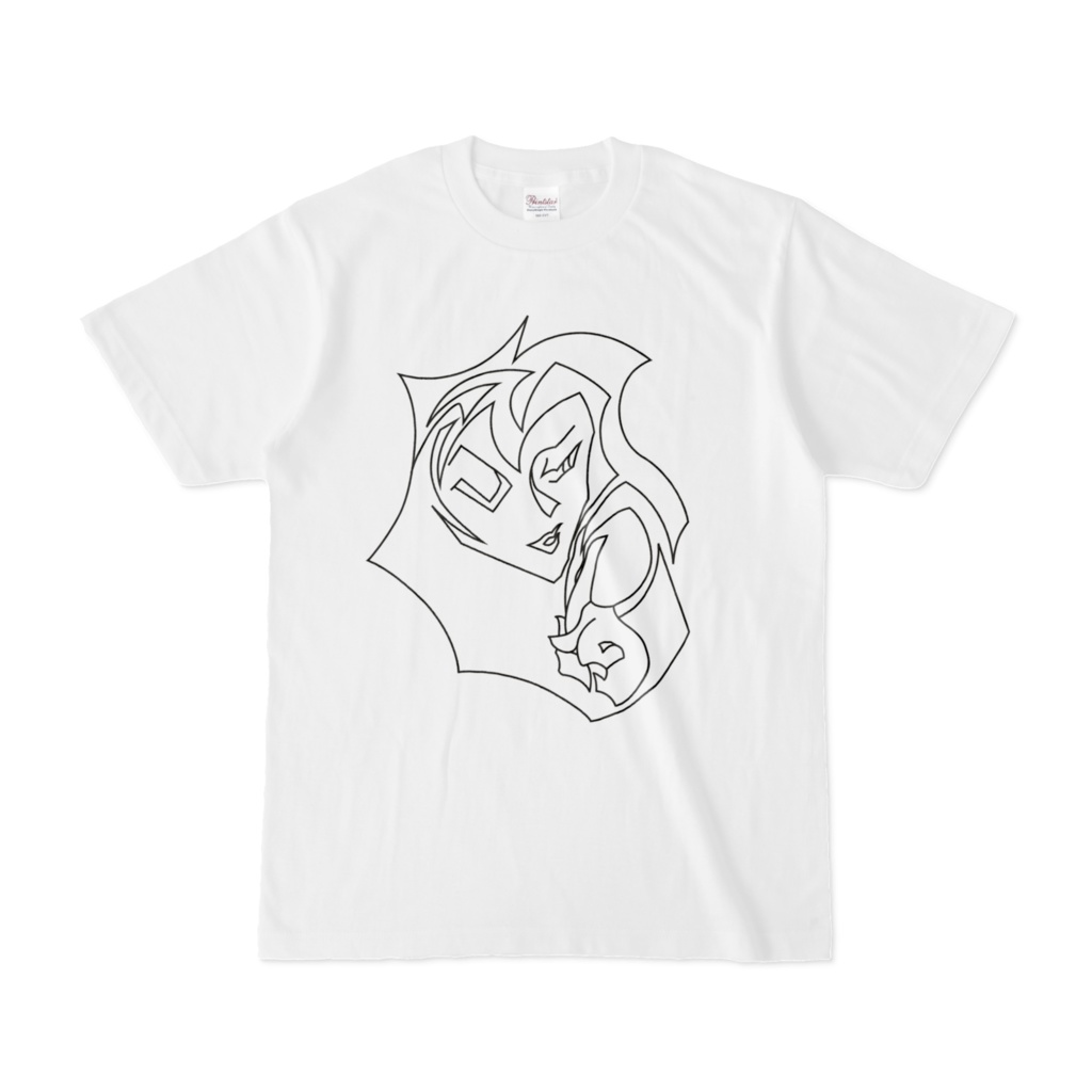 片目をつむる線画Tシャツ