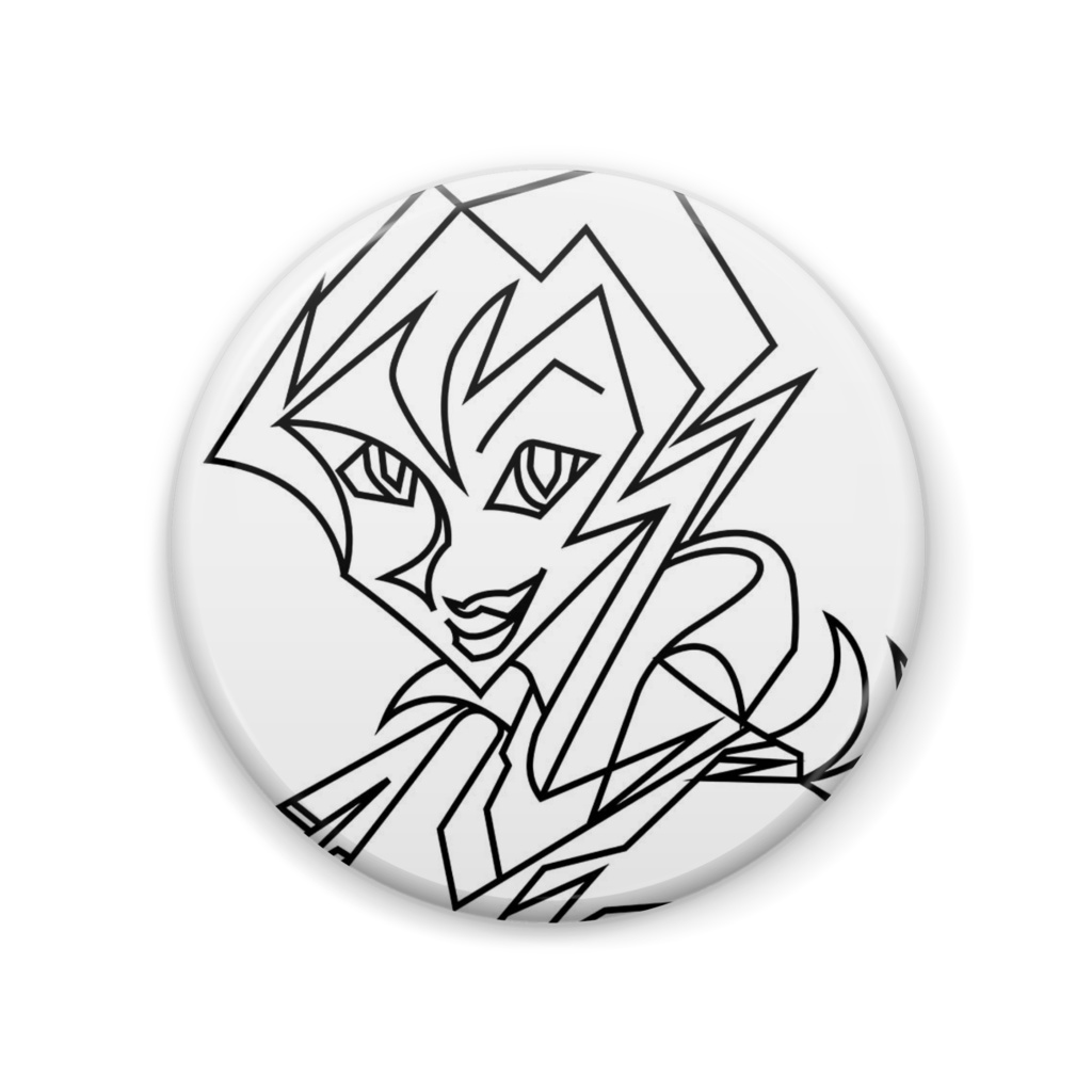 8月線画缶バッジ