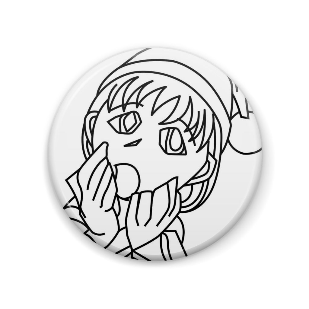 サンタ帽のこ線画缶バッジ