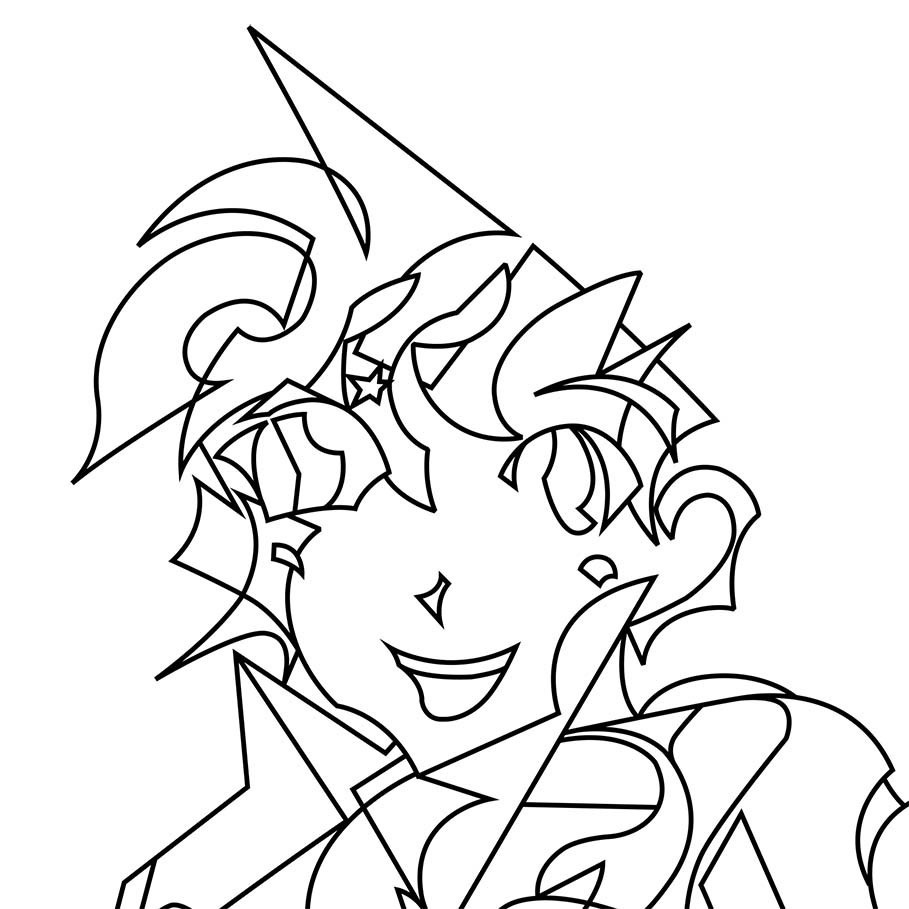 人形ペンダント線画缶バッジ