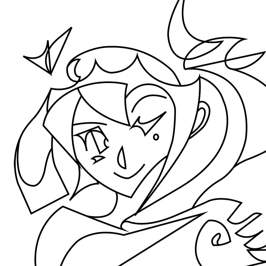 ツインテ線画缶バッジ